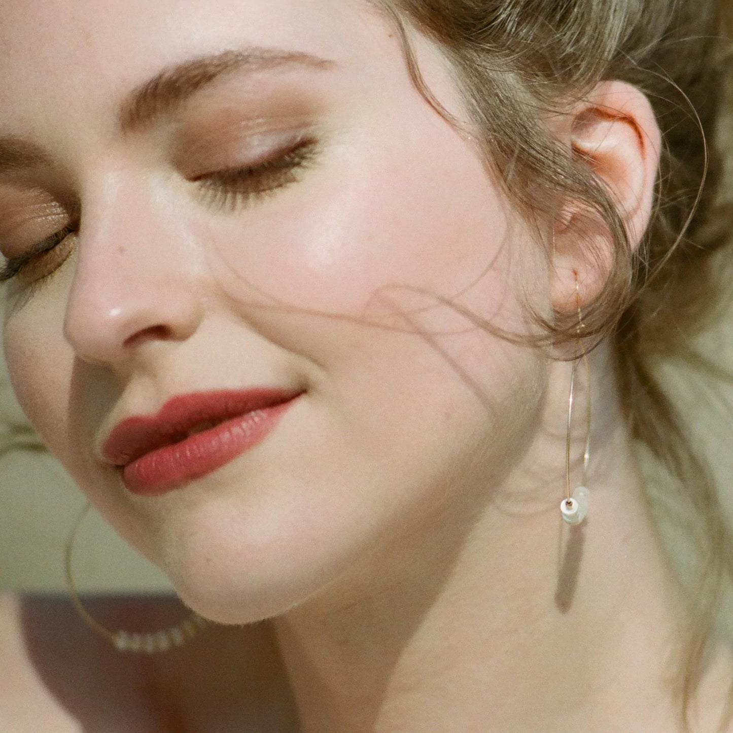 Wanderlust Life Hughoop Mother of Pearl and Gold Beaded Earring