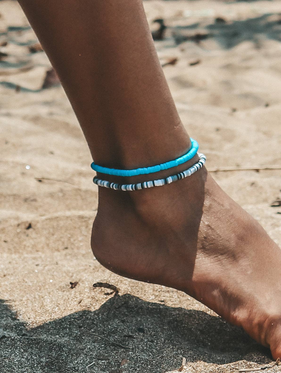 Melasti Clay Bead Anklet White