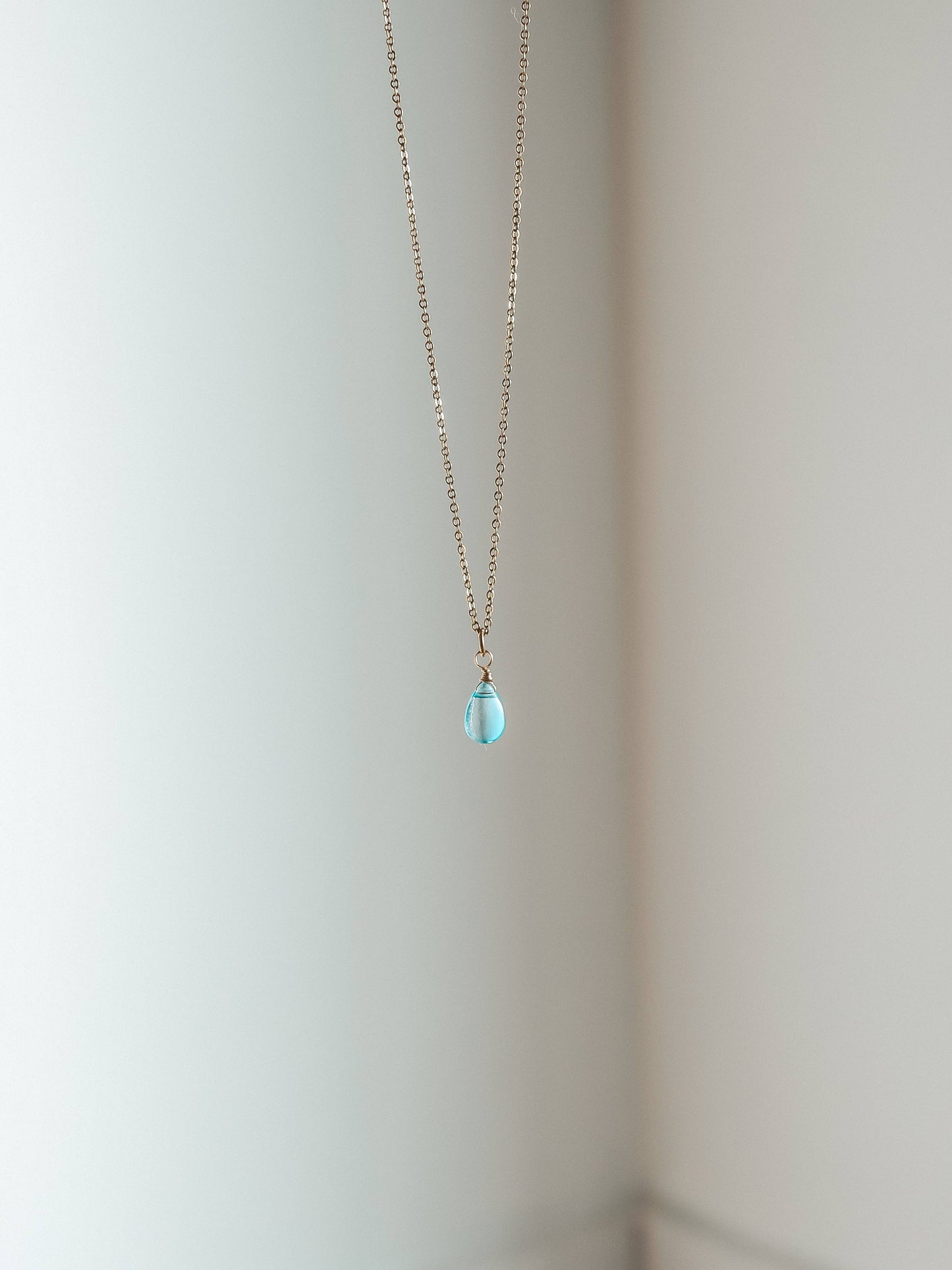 Blue Breeze Glass Teardrop Necklace