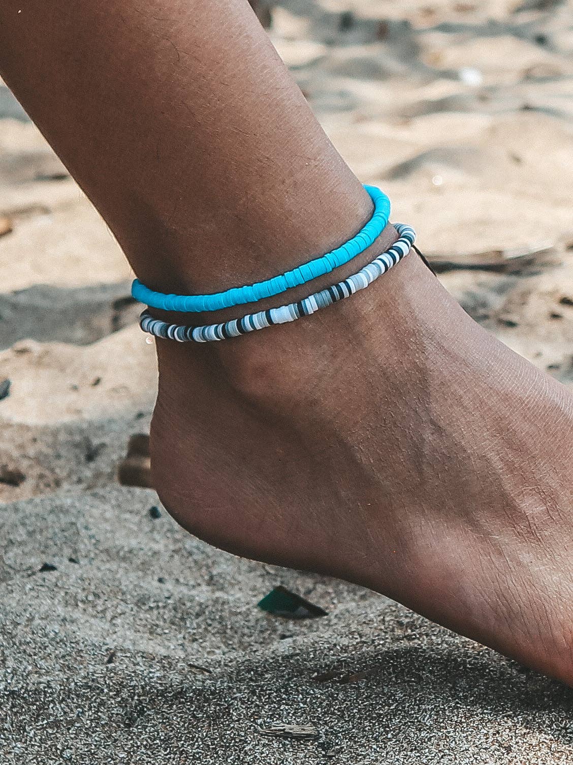 Melasti Clay Bead Anklet White