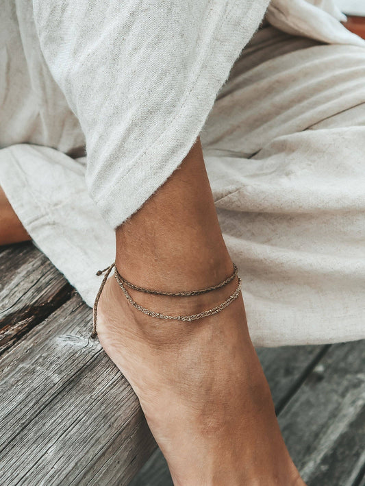 Canggu Anklet,  Surfer Gold Anklet: Pink
