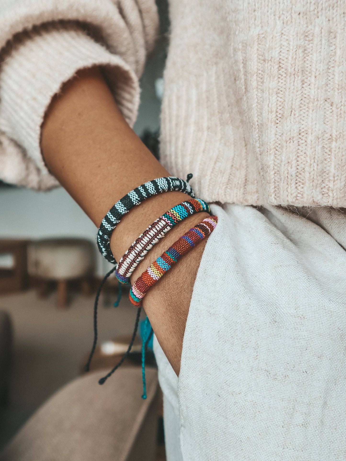 Batik Minimalist Bracelet, Woven Bracelet