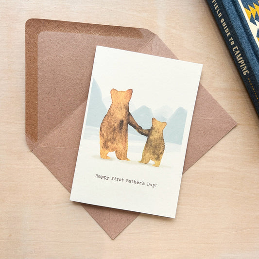 'First Father's Day' Recycled Coffee Cup Card