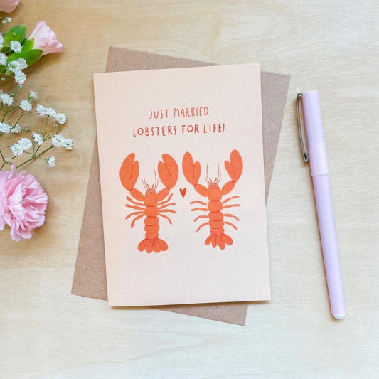 'Lobsters For Life' Love, Wedding, Anniversary - Recycled Coffee Cup Card