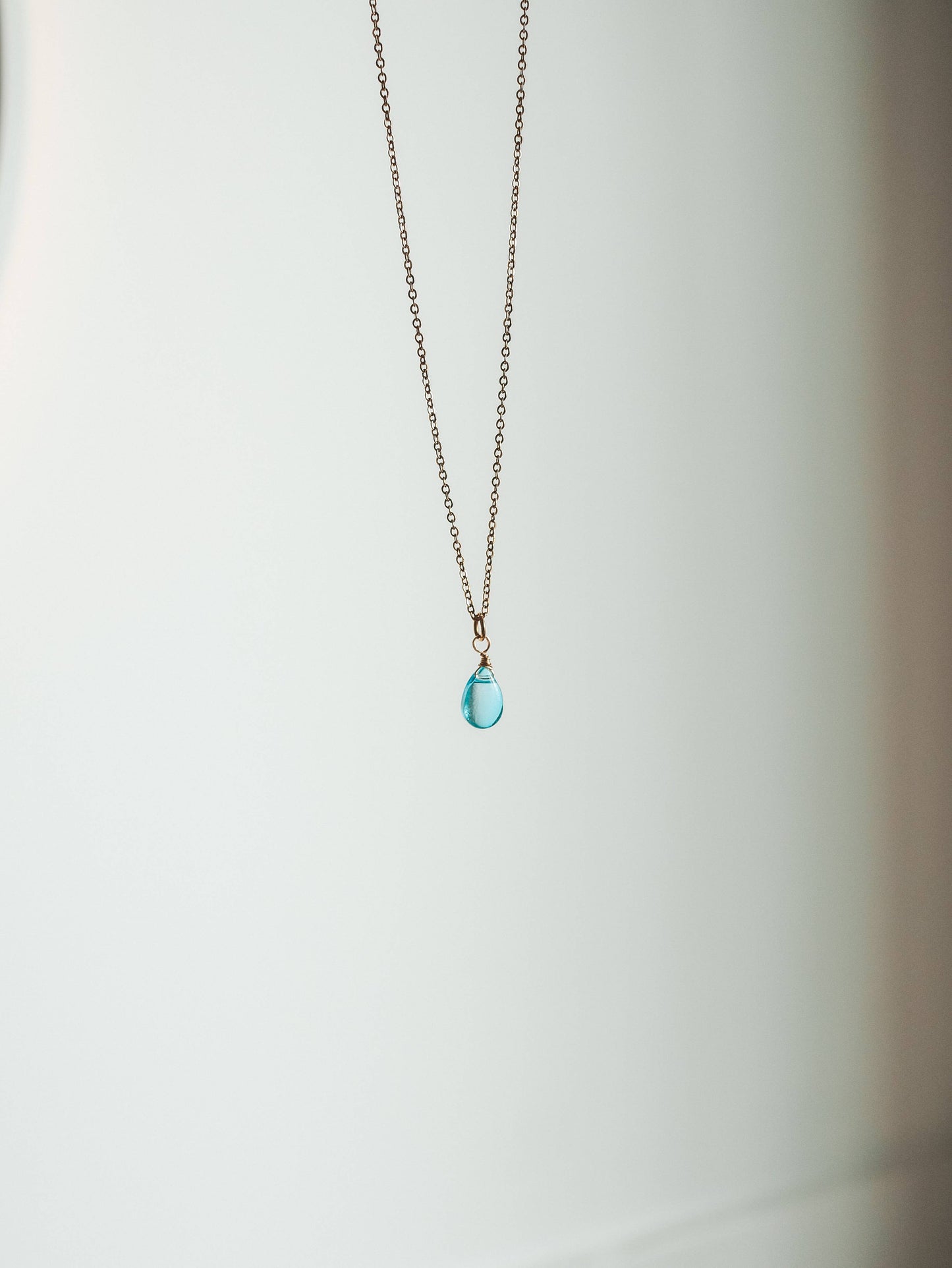 Blue Breeze Glass Teardrop Necklace