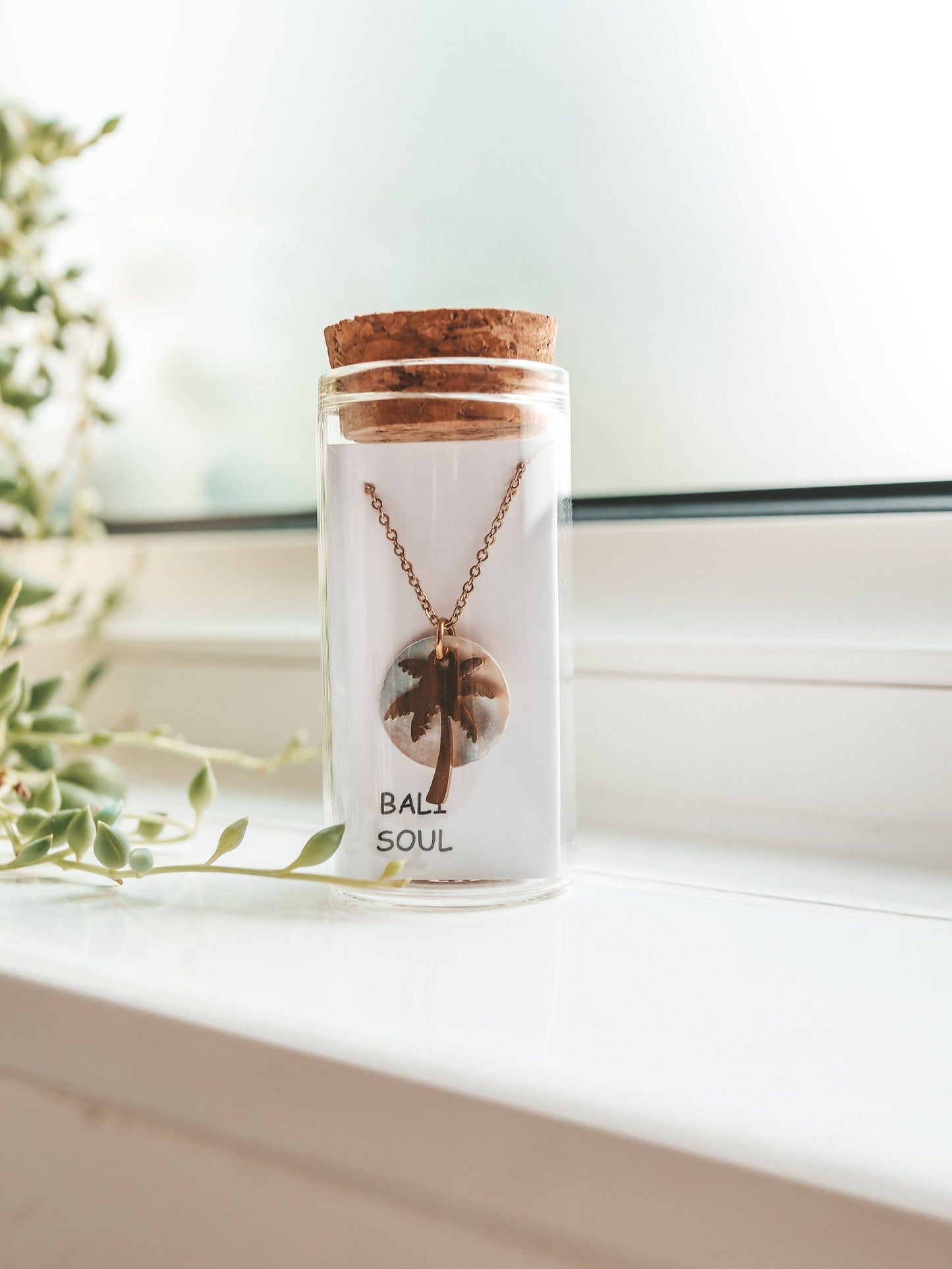 Sunset in Bali Akoya Shell Palm Tree Necklace