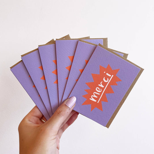 Pack of 6 x Mini Merci Cards