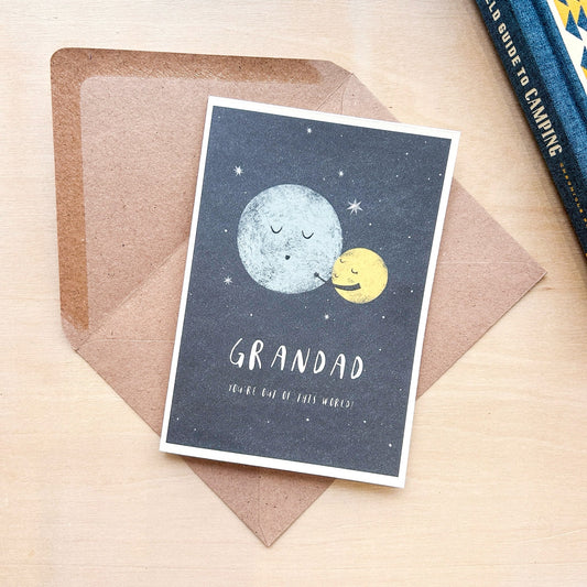 'Out of this World Grandad' Recycled Coffee Cup Card