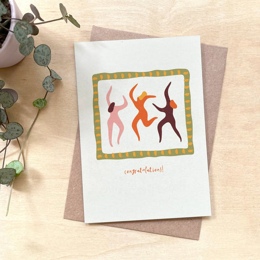 'Congratulations' Dance Recycled Coffee Cup Card