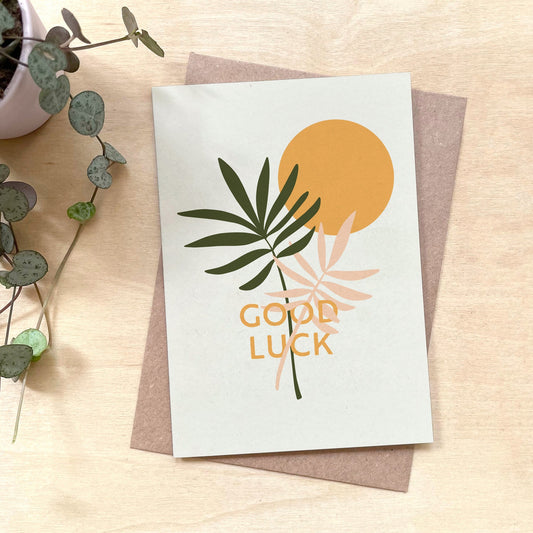 'Good Luck' Recycled Coffee Cup Card