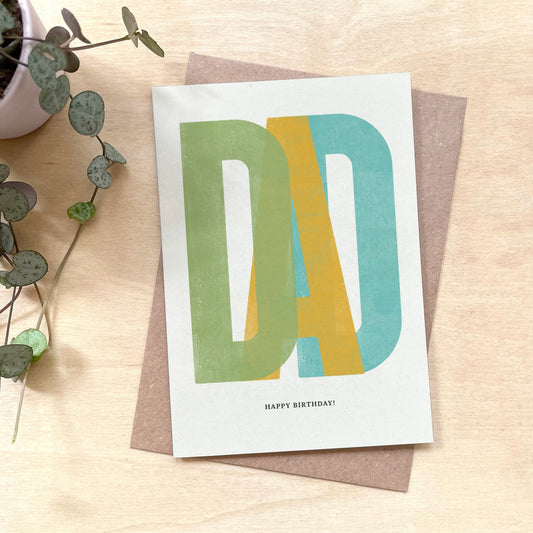 'Dad' Happy Birthday Letterpress Style Recycled Coffee Cup Card