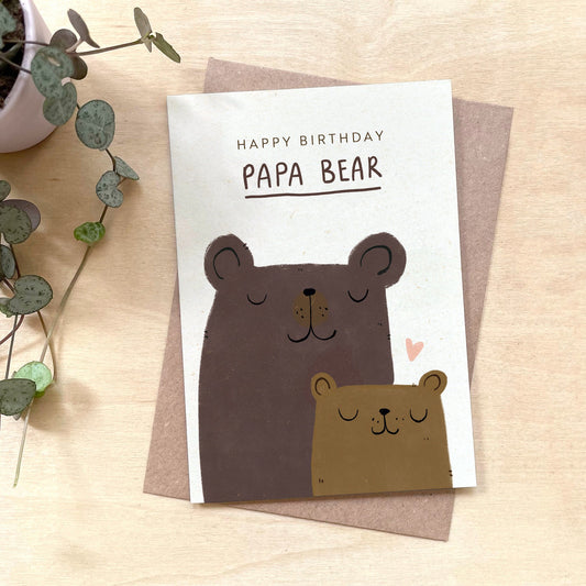 'Happy Birthday Papa Bear' Recycled Coffee Cup Card