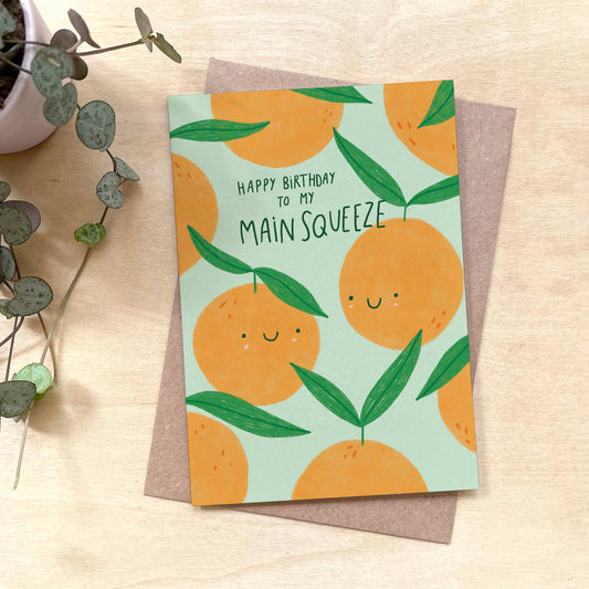 'Happy Birthday to my Main Squeeze' Recycled Coffee Cup Card