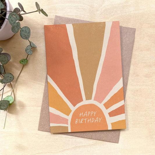 Happy Birthday Sun Recycled Coffee Cup Card