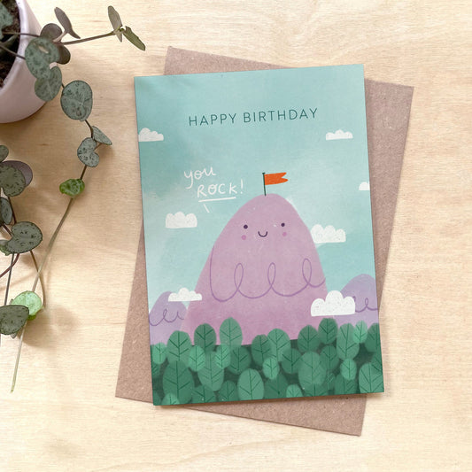 Happy Birthday 'You Rock' Recycled Coffee Cup Card