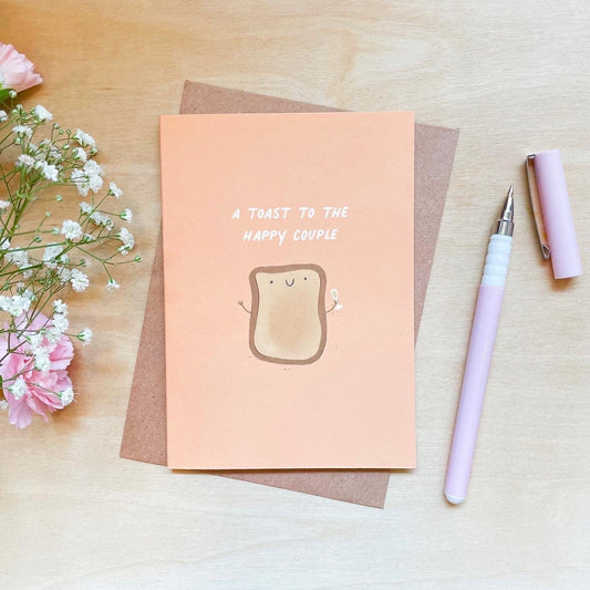 'Happy Couple Toast' Love, Wedding, Anniversary - Recycled Coffee Cup Card