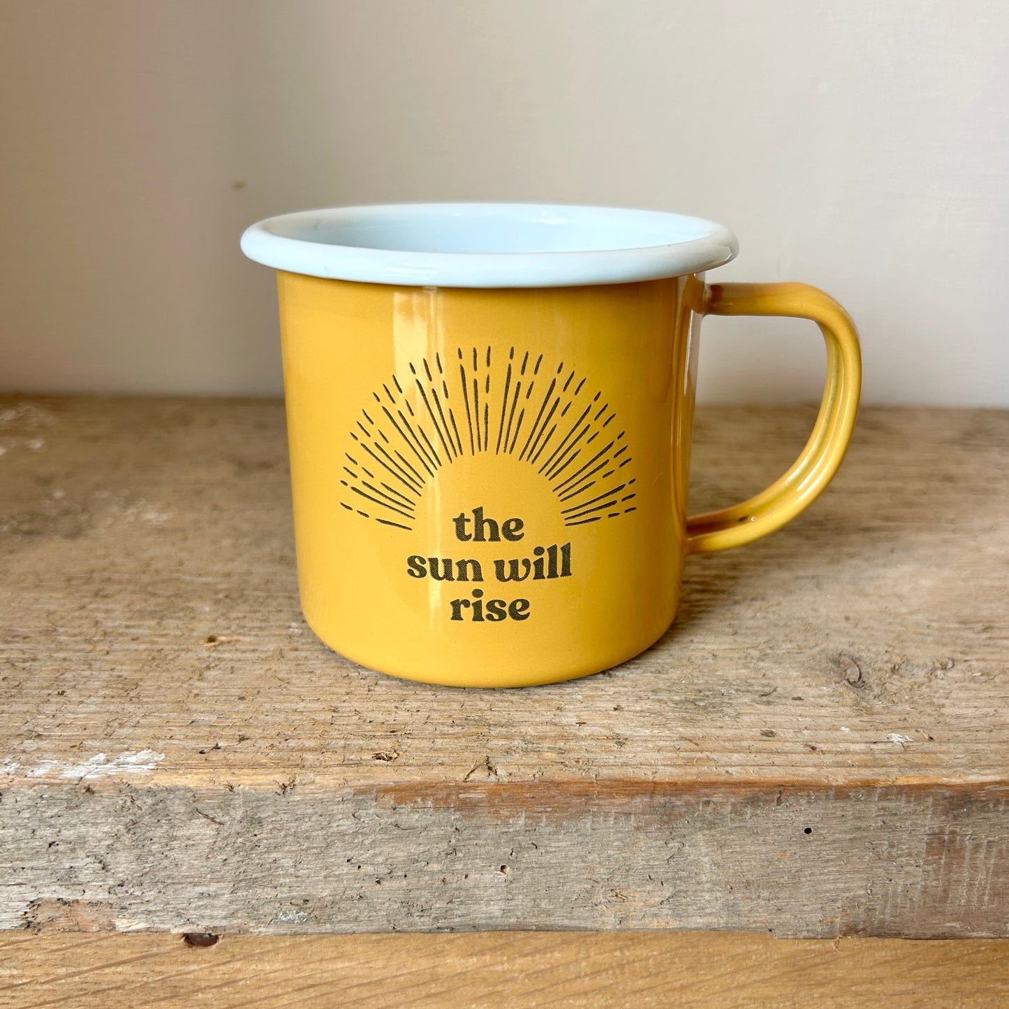 Enamel Mug Yellow - Sun Will Rise
