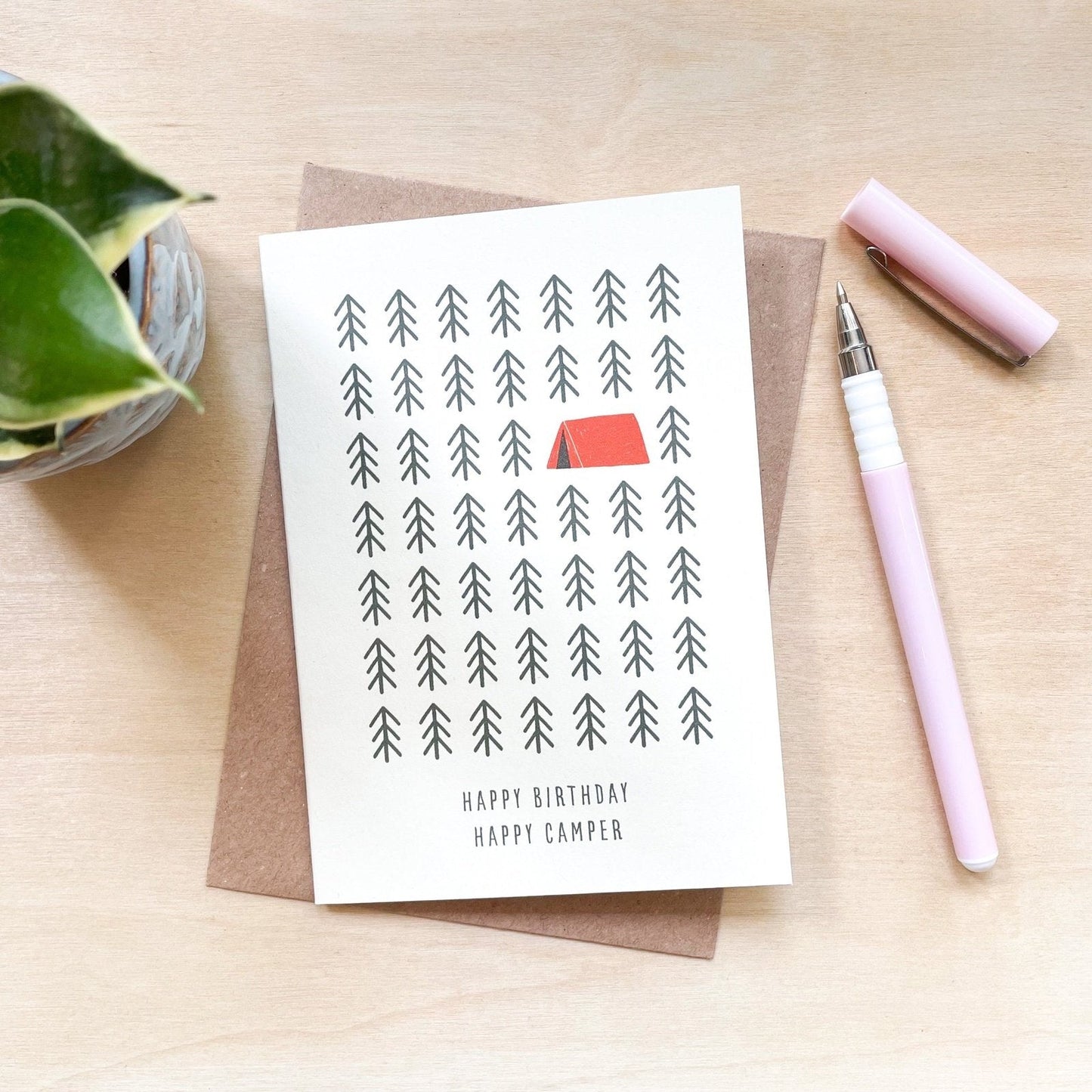 'Happy Birthday Happy Camper' Recycled Coffee Cup Card