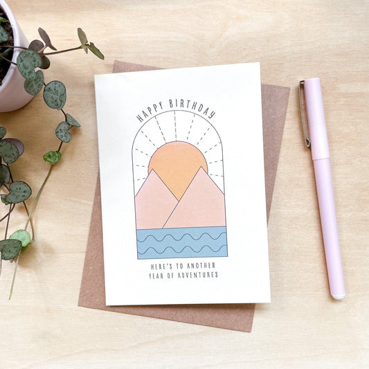'Another Year of Adventures' Recycled Coffee Cup Card