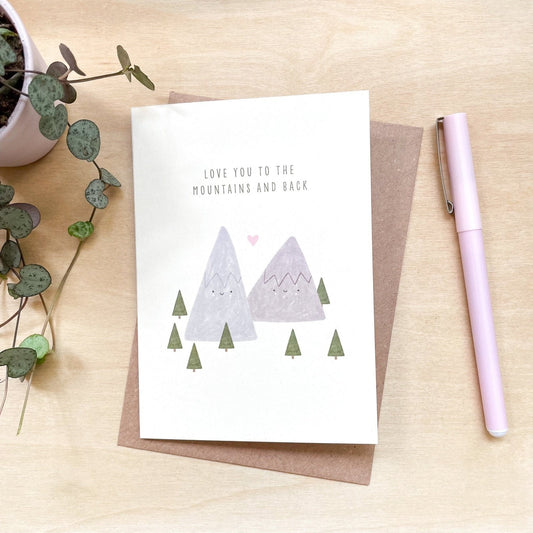 'Love You to the Mountains' Love, Anniversary - Recycled Coffee Cup Card