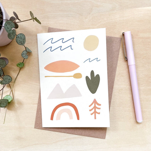 'Beach Icons' Recycled Coffee Cup Card
