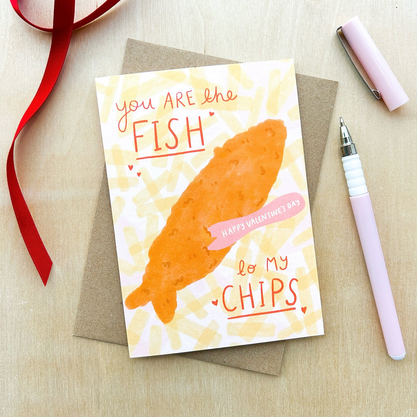 'Fish To My Chips' Valentine's Recycled Coffee Cup Card