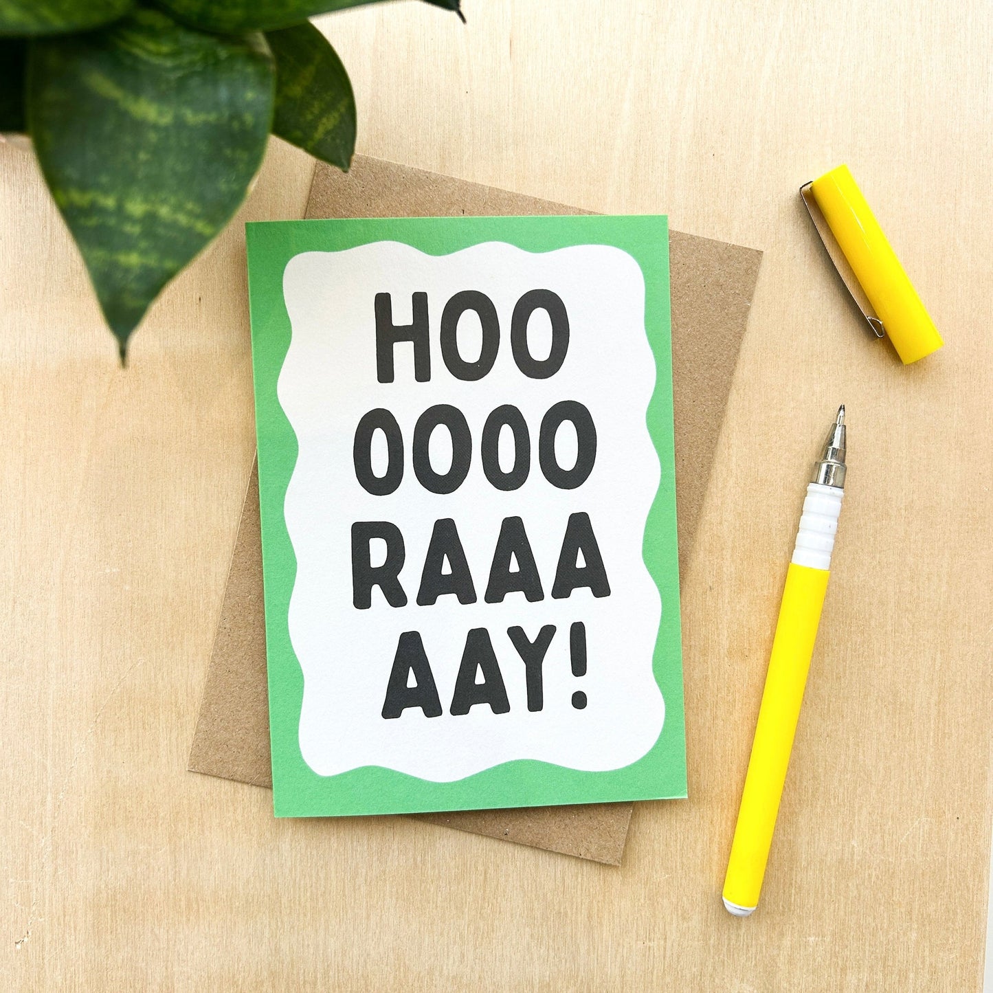 Hooray! - Recycled Coffee Cup Card