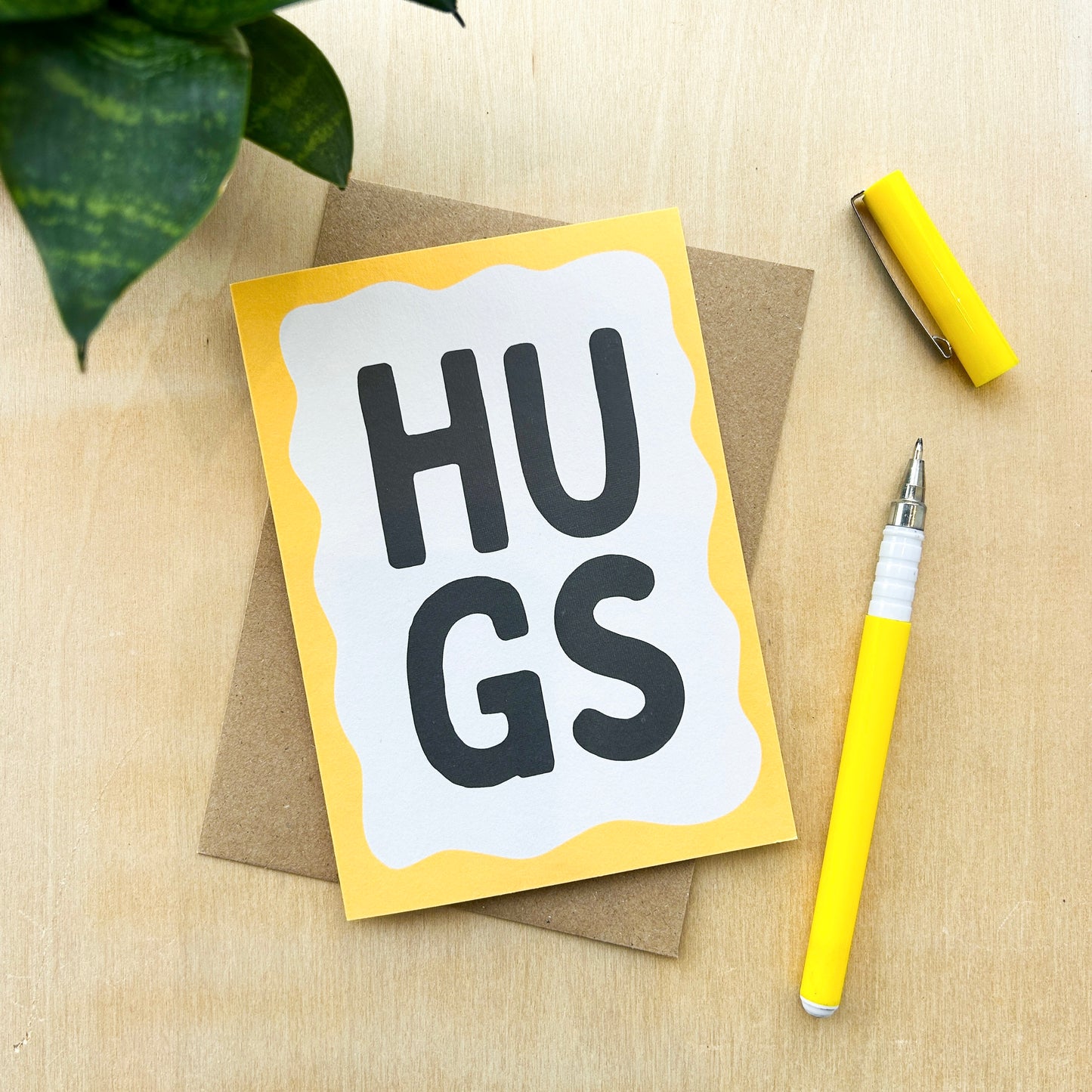 'Hugs' Recycled Coffee Cup Card