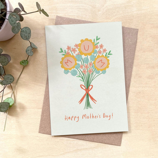 'Bouquet' Recycled Coffee Cup Mother's Day Card