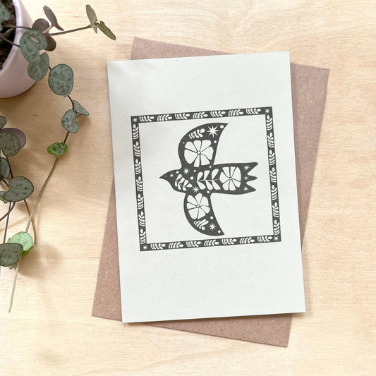'Free bird' Recycled Coffee Cup Greetings Card - Any occasion