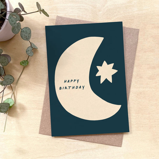 'Birthday Moon' Recycled Coffee Cup Card