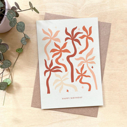 Palms - Recycled Coffee Cup Birthday Card