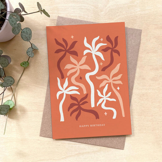 Birthday Palms - Recycled Coffee Cup Birthday Card