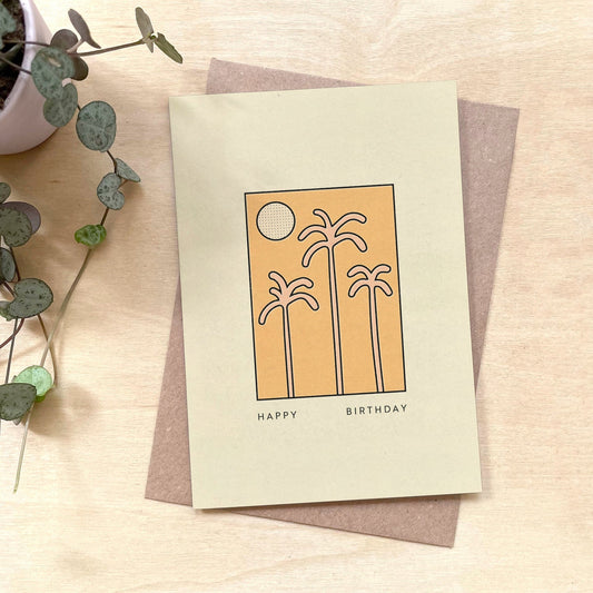 Paradise Palms -  Recycled Coffee Cup Birthday Card
