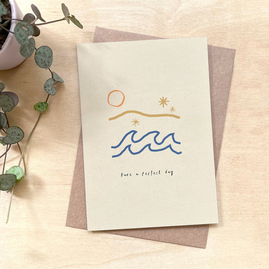 Perfect Day Beach - Recycled Coffee Cup Birthday Card