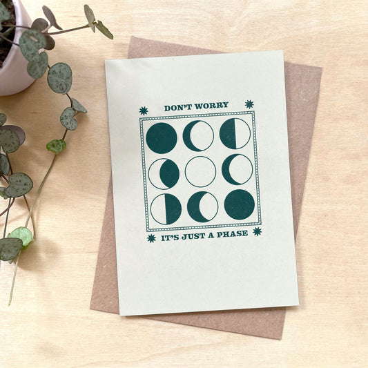 'Just a Phase' Recycled Coffee Cup Card