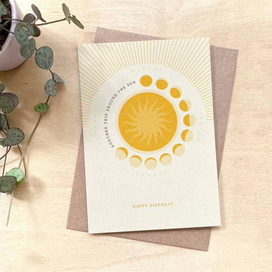 Another Trip Around the Sun - Recycled Coffee Cup Birthday Card