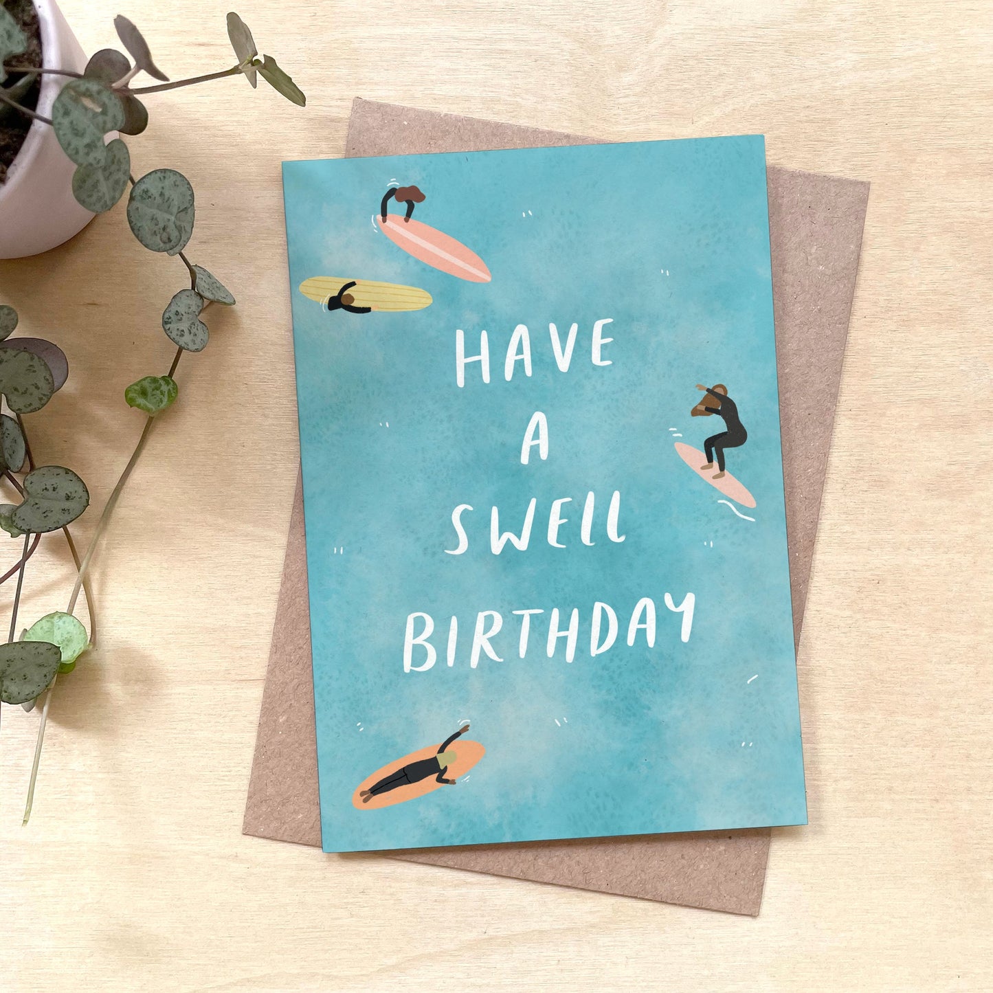 'Swell Birthday' Recycled Coffee Cup Card