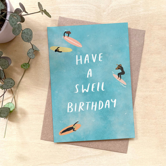 'Swell Birthday' Recycled Coffee Cup Card