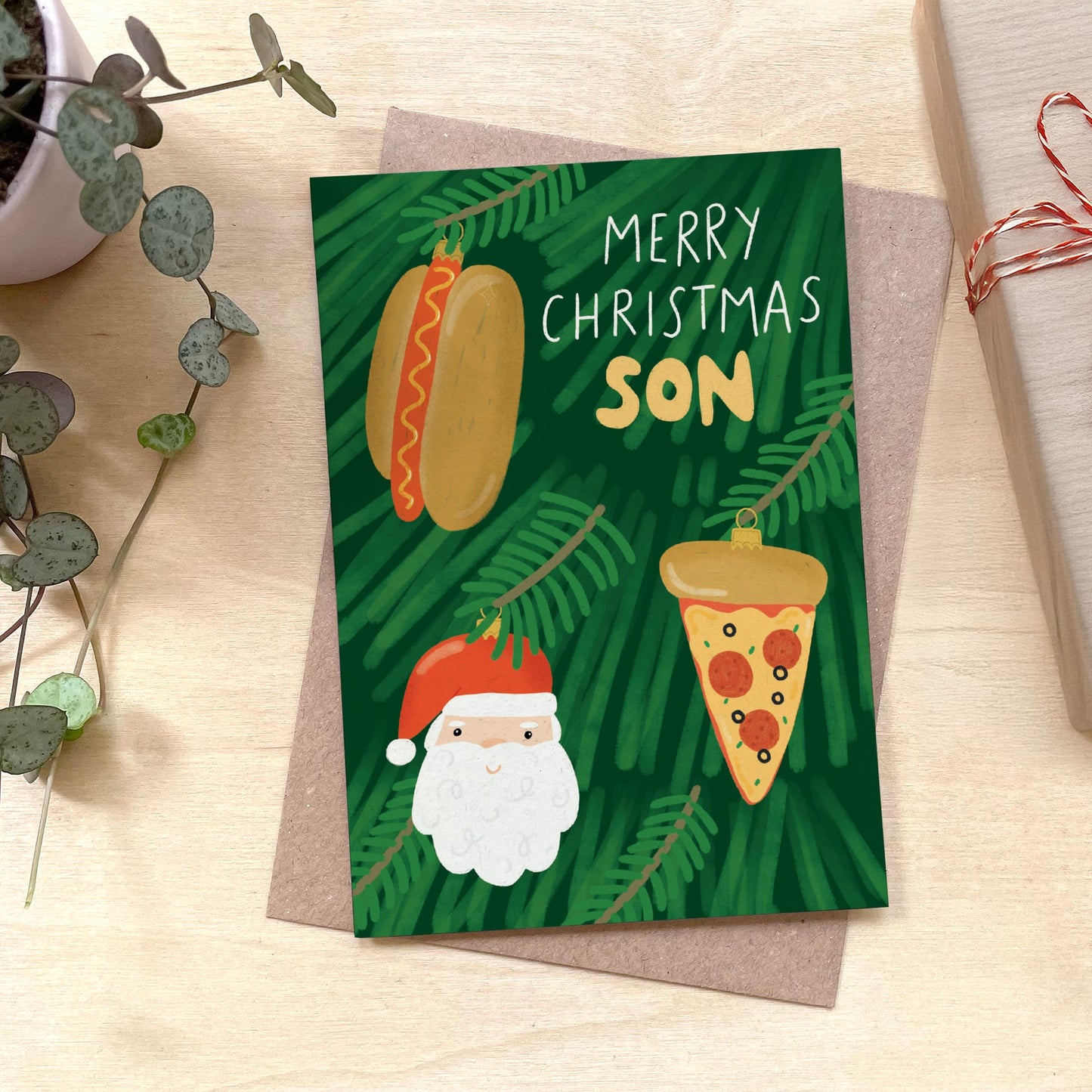Merry Christmas Son - Recycled Coffee Cup Christmas Card