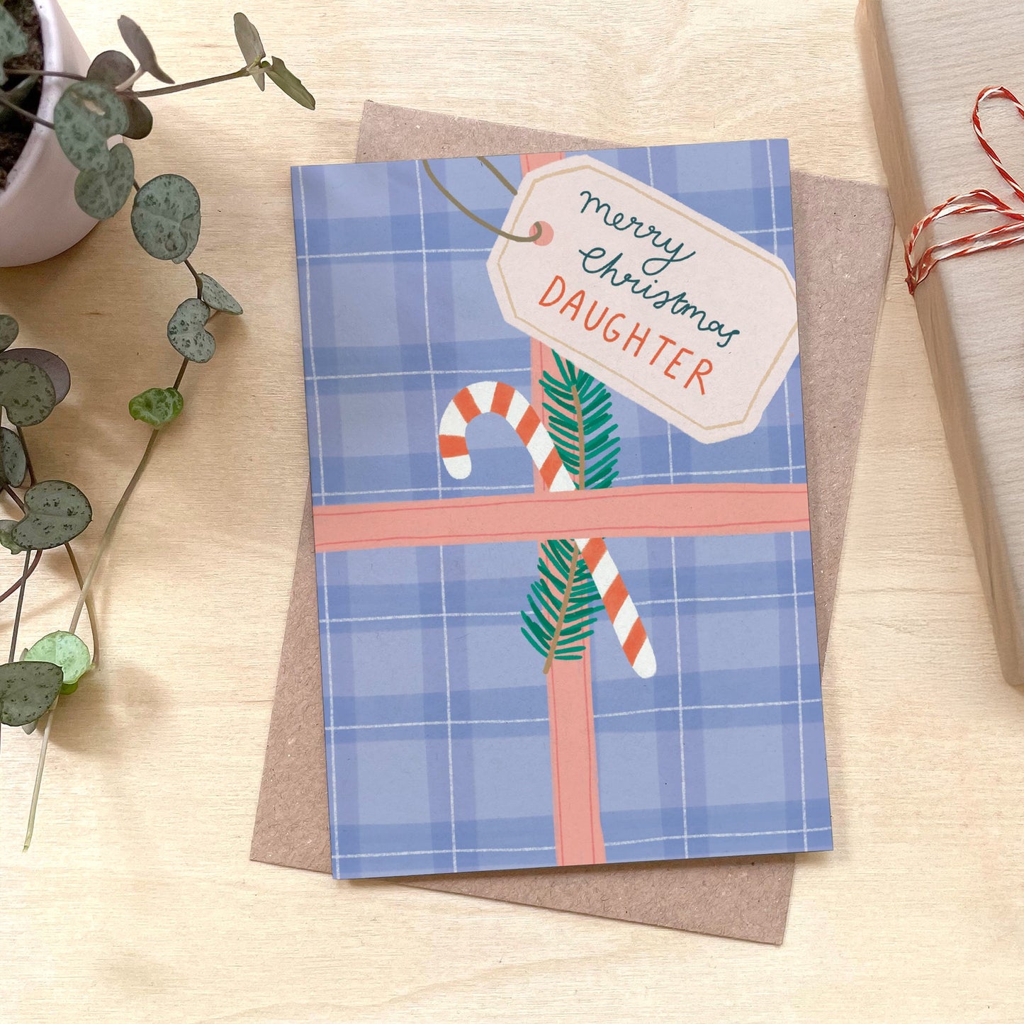 Merry Christmas Daughter - Recycled Coffee Cup Christmas Card