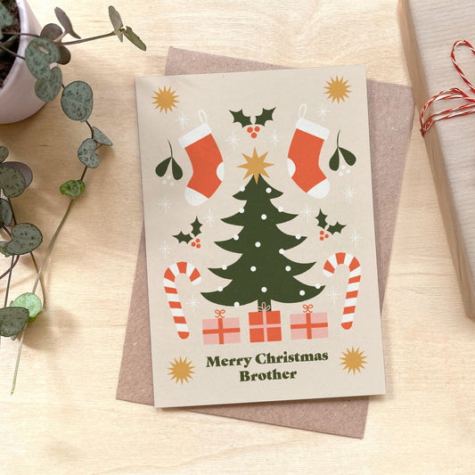 Merry Christmas Brother Recycled Coffee Cup Christmas Card