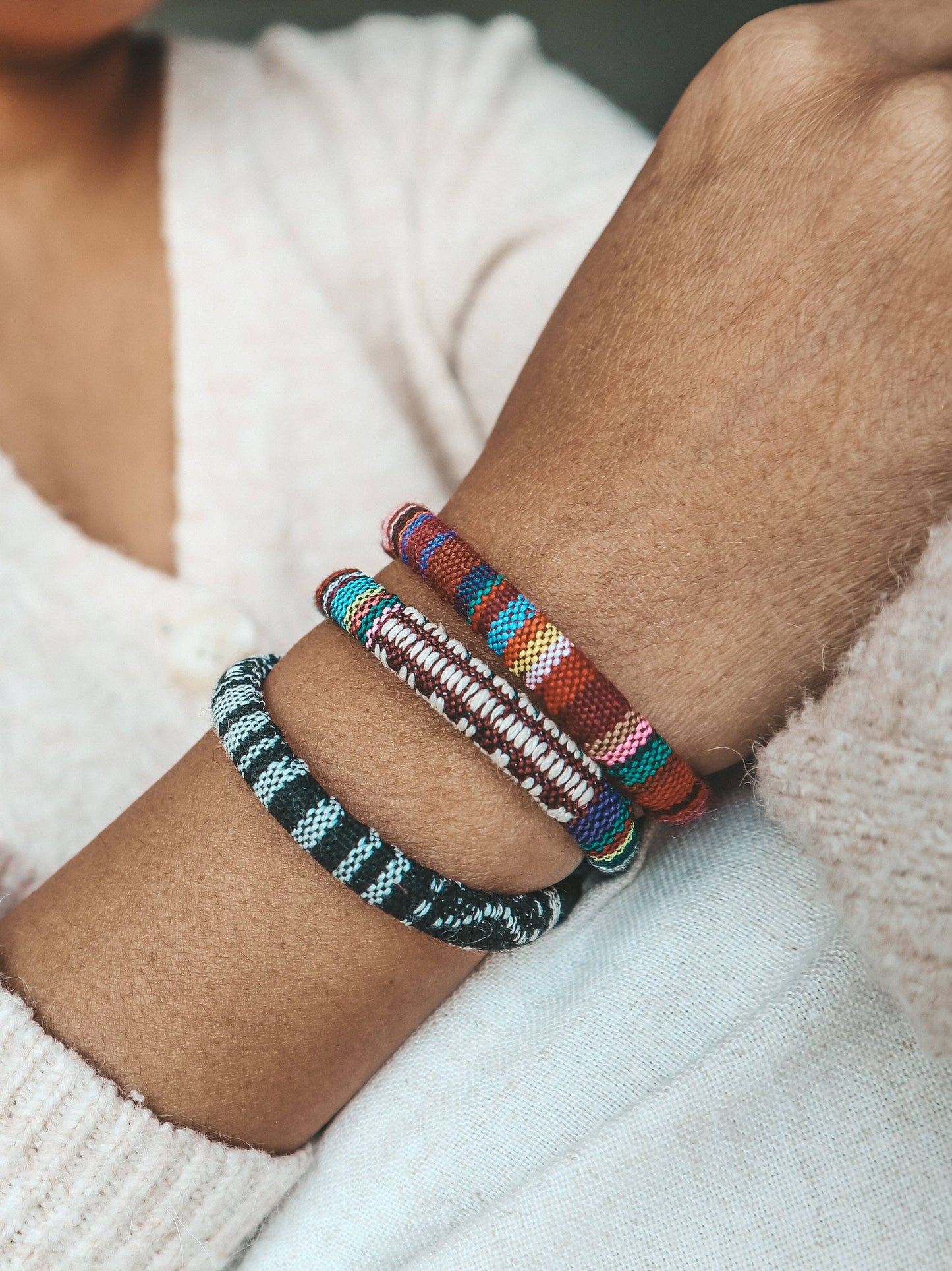Batik Minimalist Bracelet, Woven Bracelet