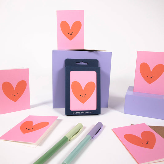 Pack of 6 x Mini Love Heart Cards