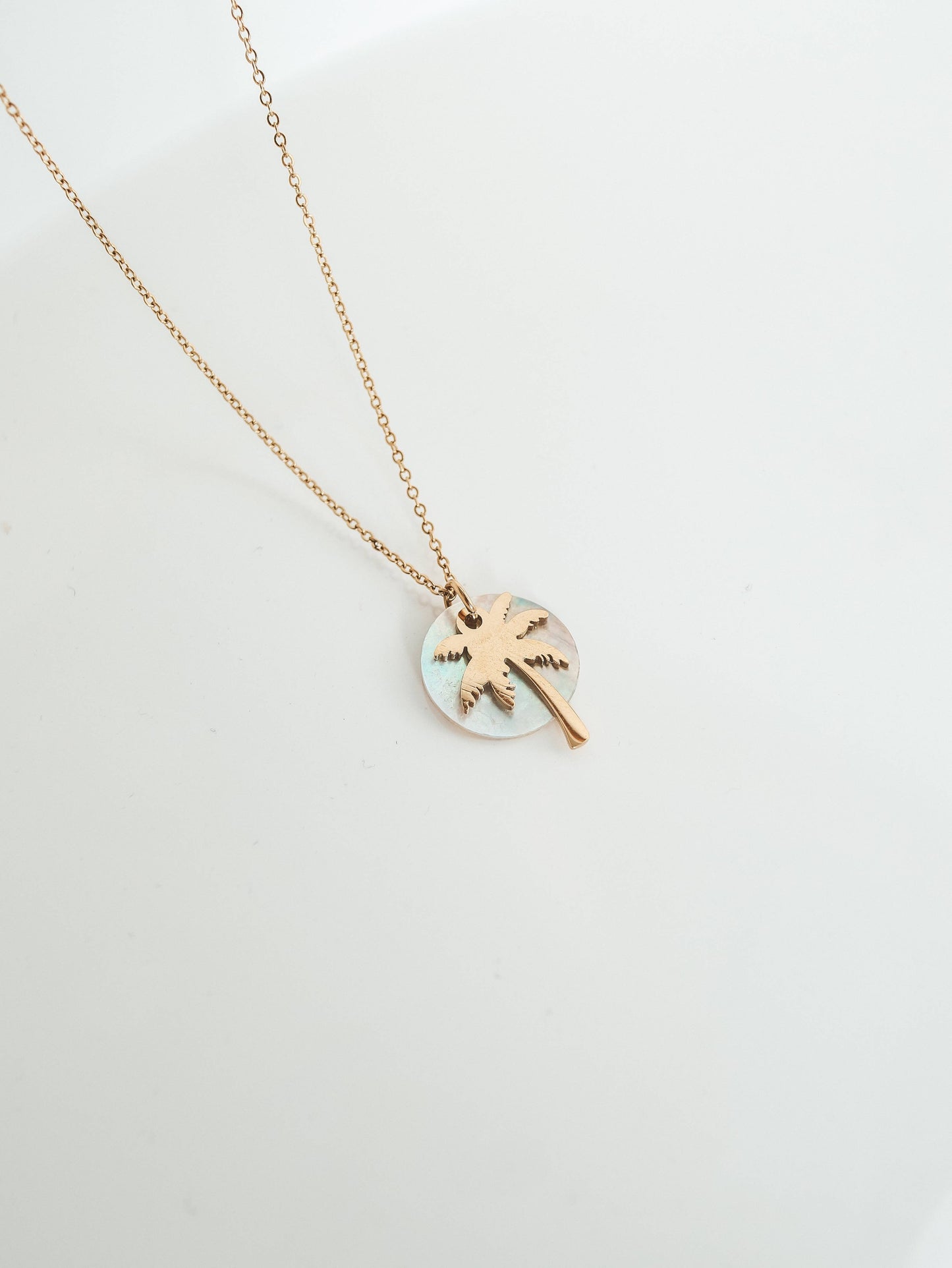 Sunset in Bali Akoya Shell Palm Tree Necklace