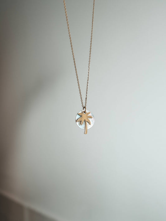 Sunset in Bali Akoya Shell Palm Tree Necklace