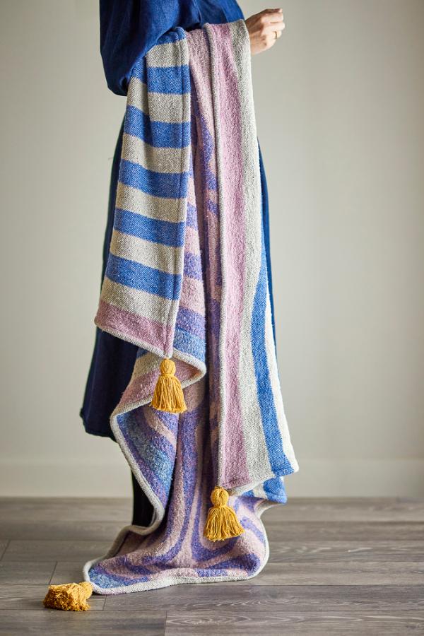 Bloomingville Recycled Cotton Throw Blanket - Arlie Blue