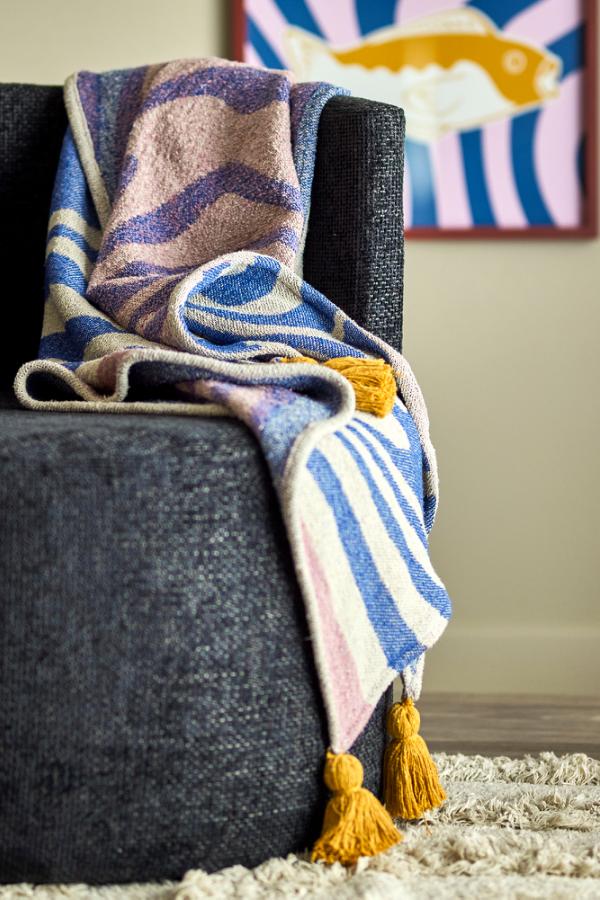 Bloomingville Recycled Cotton Throw Blanket - Arlie Blue