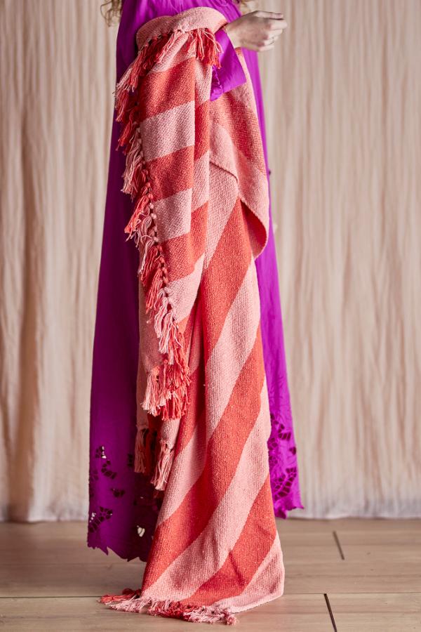 Bloomingville Recycled Cotton Throw Blanket - Frello Orange