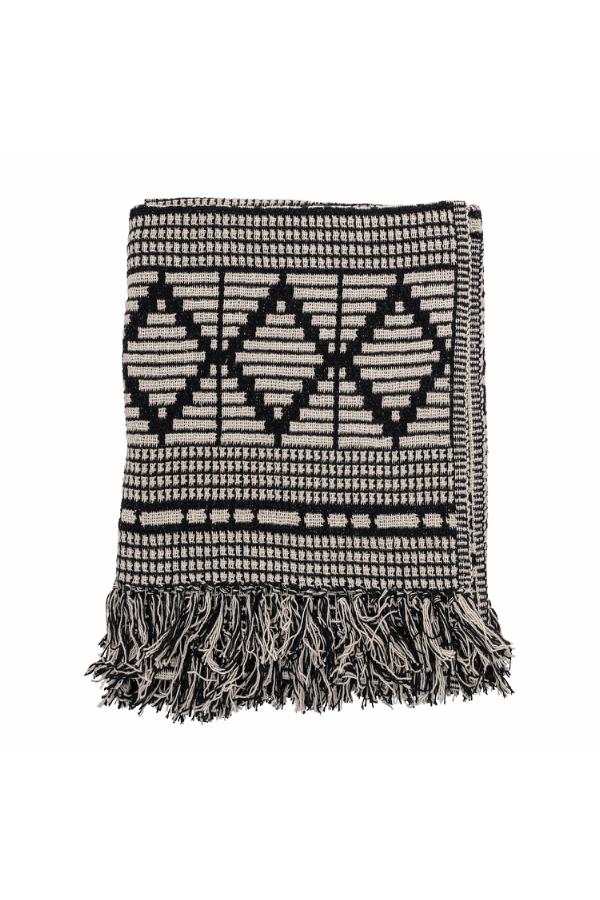 Bloomingville Recycled Cotton Throw Blanket - Gutte Black